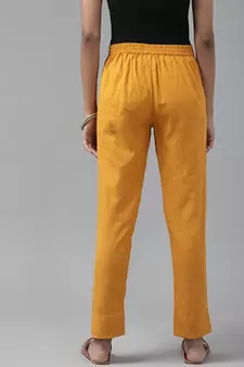 Mustard plain cotton trousers