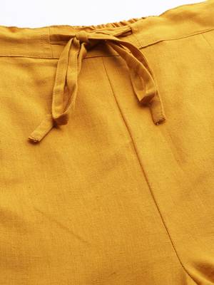 Mustard plain cotton trousers 5