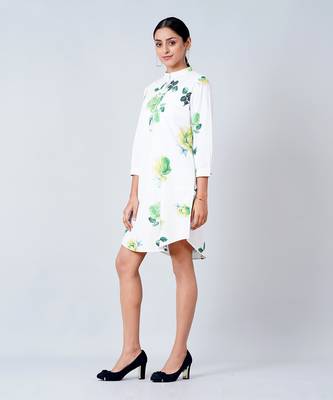 Green Floral Shirt Dress 2