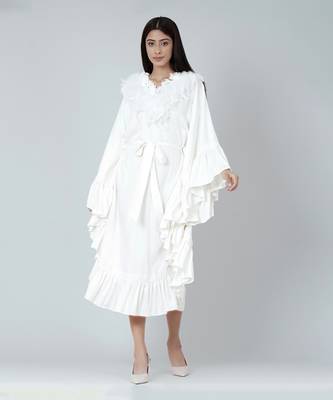 White Ruffle Long Dress 1