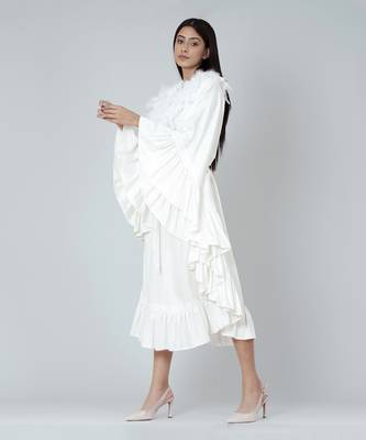 White Ruffle Long Dress 3