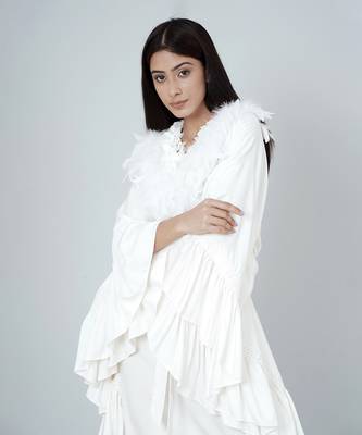 White Ruffle Long Dress 4