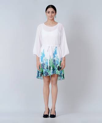 Blue And Neon Green Floral Dress 1