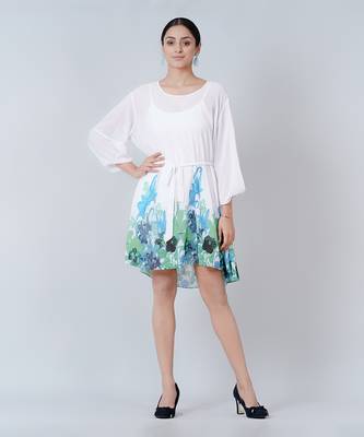 Blue And Neon Green Floral Dress 2