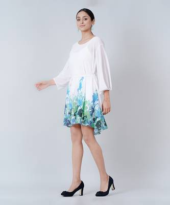 Blue And Neon Green Floral Dress 3