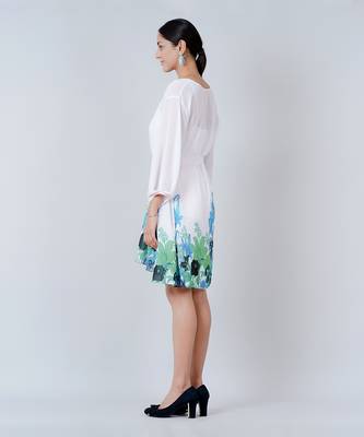 Blue And Neon Green Floral Dress 4