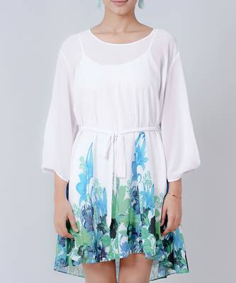 Blue And Neon Green Floral Dress 5