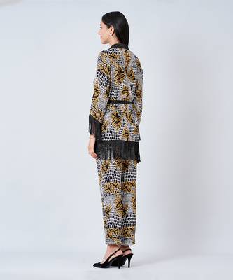 Yellow Baroque Animal Print Shirt And Palazzo Set 3