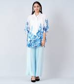 Blue Floral Top And Pleated Palazzo Set