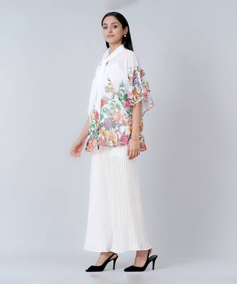 Multicoloured Floral Top And Pleated Palazzo Set 2