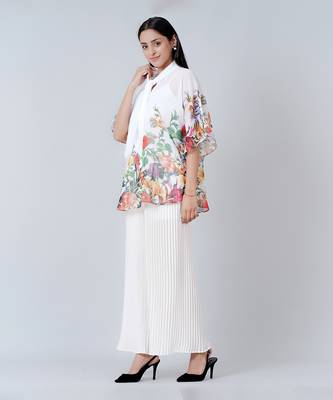 Multicoloured Floral Top And Pleated Palazzo Set 3