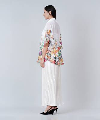 Multicoloured Floral Top And Pleated Palazzo Set 4