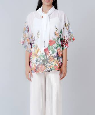 Multicoloured Floral Top And Pleated Palazzo Set 5