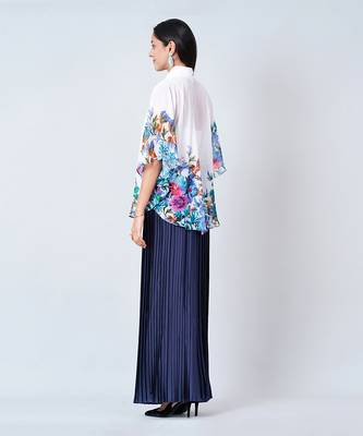 Purple And Blue Floral Top And Pleated Palazzo Set 4