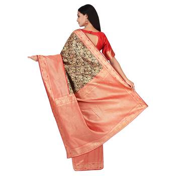 Black woven silk saree with blouse 2