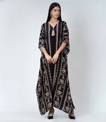 Black And Grey Silk Full Length Kaftan