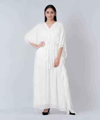 Ivory Lurex Full Length Kaftan 1