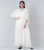 Ivory Lurex Full Length Kaftan