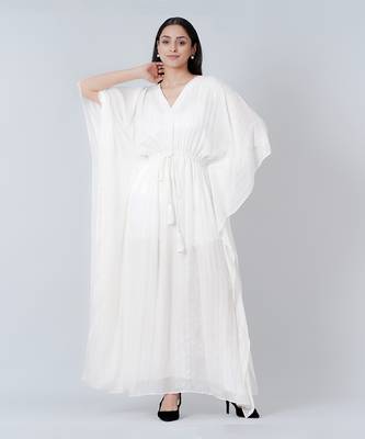 Ivory Lurex Full Length Kaftan 2