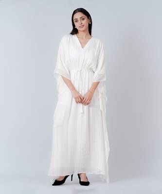Ivory Lurex Full Length Kaftan 3