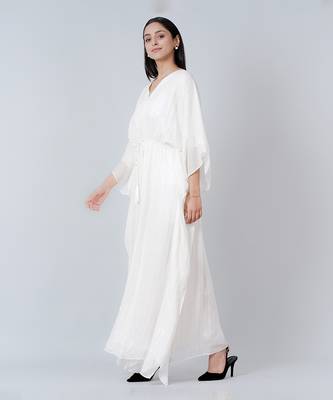 Ivory Lurex Full Length Kaftan 4