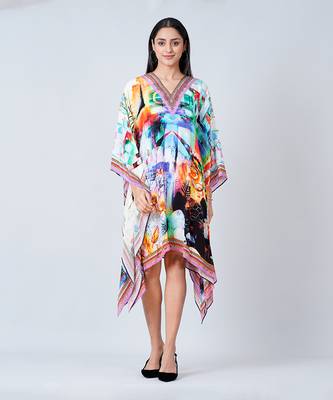 Multicoloured Abstract Mid Length Kaftan 2