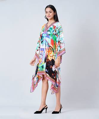 Multicoloured Abstract Mid Length Kaftan 3