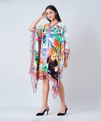 Multicoloured Abstract Mid Length Kaftan 4