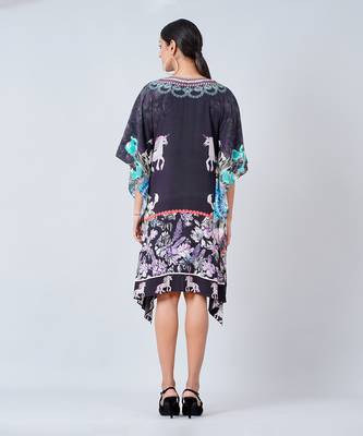 Black Silk Mid Length Kaftan 4