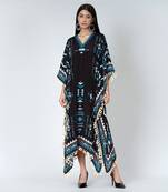 Black And Blue Aztec Mid Length Kaftan