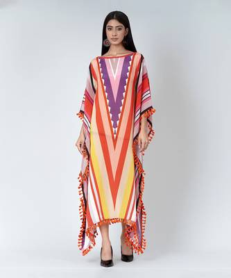 Candy Stripe Mid Length Kaftan 1