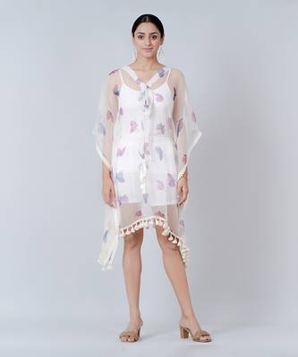 Purple And Blue Butterfly Mid Length Kaftan 1