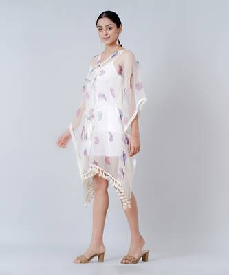 Purple And Blue Butterfly Mid Length Kaftan 4
