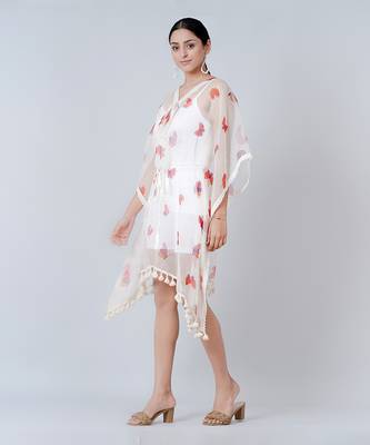 Red And Purple Butterfly Mid Length Kaftan 3