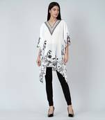White Embellished Floral Kaftan Top