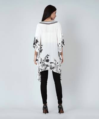 White Embellished Floral Kaftan Top 3