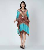 Blue And Brown Python Print Silk Kaftan Tunic