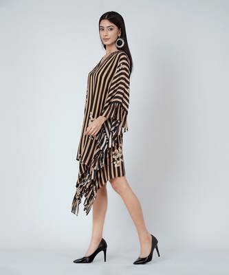 Black And Caramel Embellished Floral Frill Kaftan Tunic 2