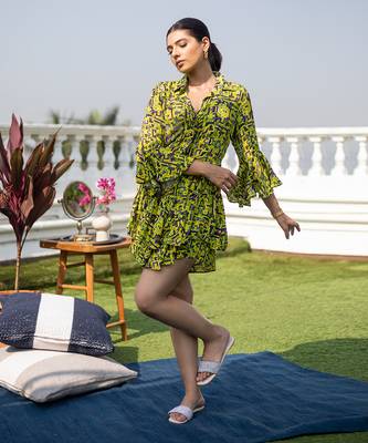 Green Ruffle Skirt Dress 4