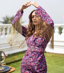Blue Blazer Dress With Chains