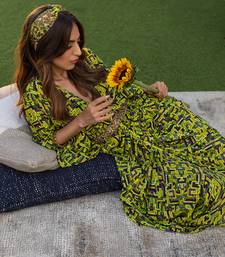 Green Draped Dress With Embroidered Belt