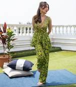 Green Jumpsuit With Drape