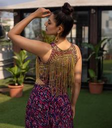 Blue Layered Gown With Hanging Chains