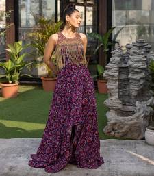 Blue Layered Gown With Hanging Chains