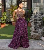 Blue Layered Gown With Hanging Chains