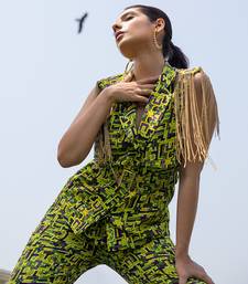 Green Sleeveless Jacket With Pant