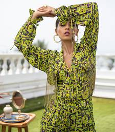 Green Crop Jacket Top With Pants