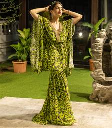 Green Kaftan Top With Sharara Pants