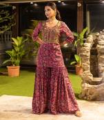 Pink Short Kurta With Sharara