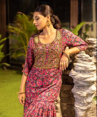 Pink Short Kurta With Sharara 2